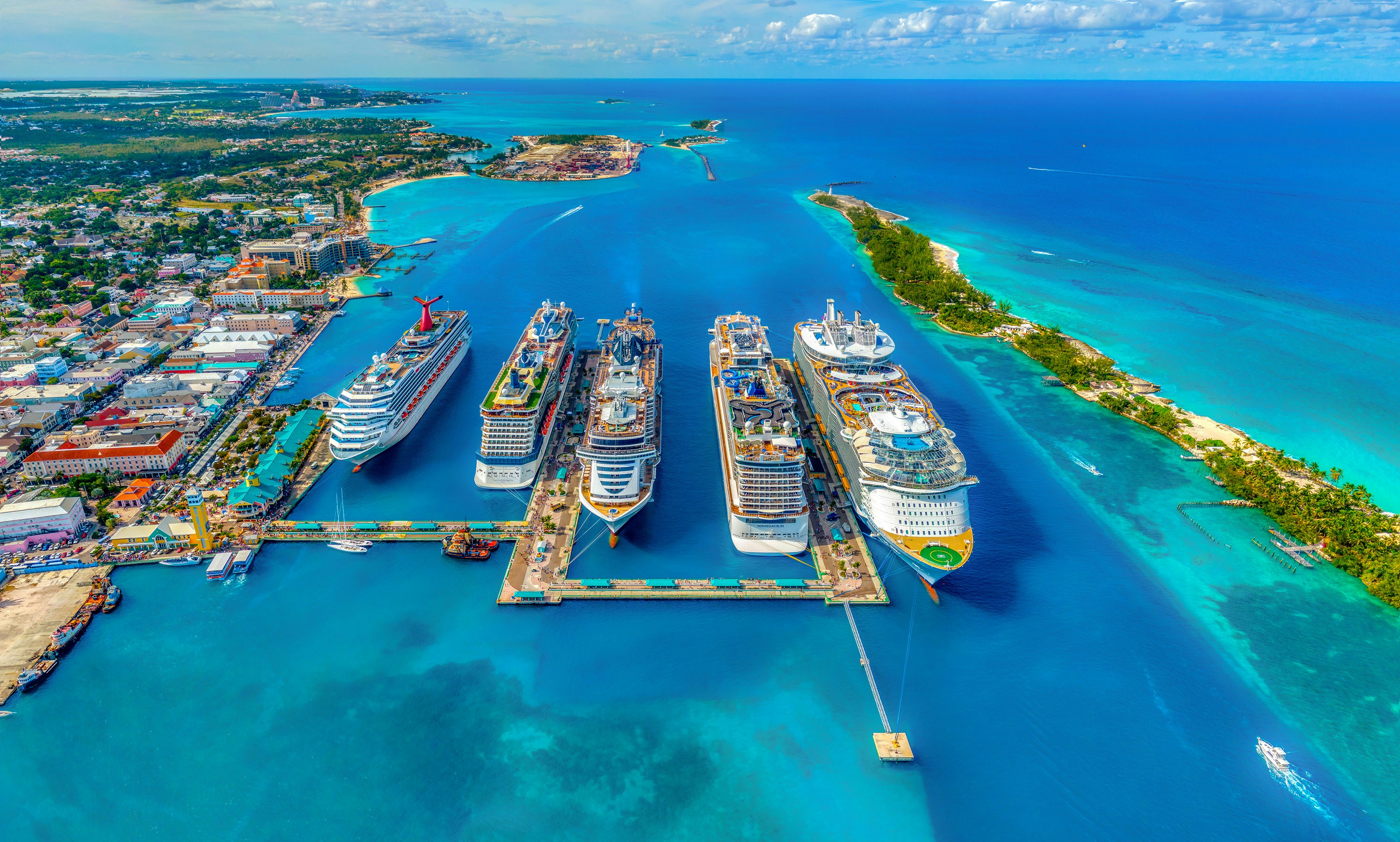 Cruise ship on blue ocean