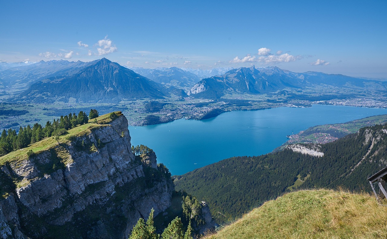 Swiss alpine lake and mountain hiking scenery